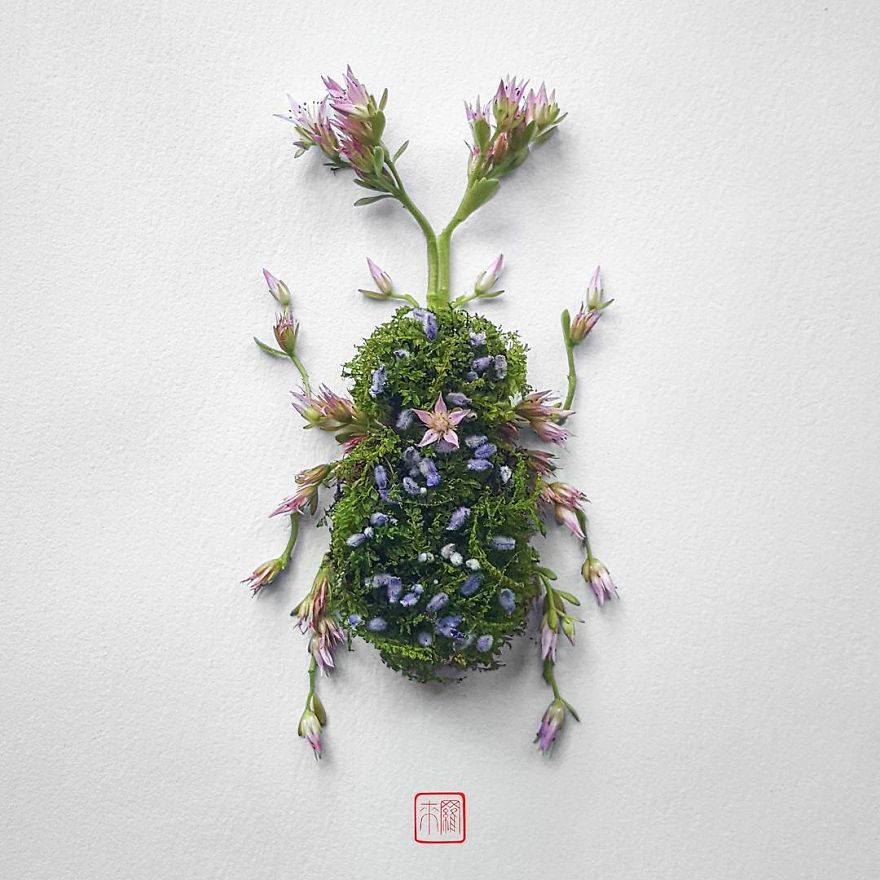 你怕蟲子嗎？來看看這些用花瓣做成的蟲子（組圖）